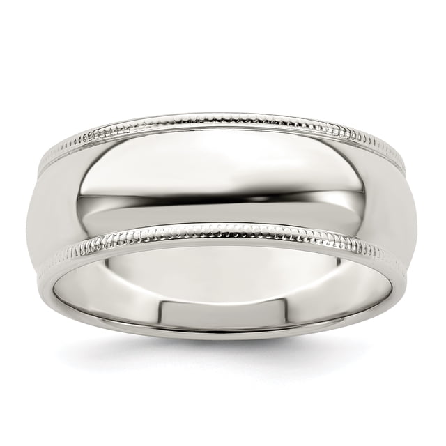 Bague Classique de Mariage en Argent Sterling 925 7 mm Demi-Ronde Perlée Taille 7,5