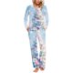 thumbnail image 1 of Puntoco Conjunto de pijama cómodo para mujer, con estampado navideño, cuello redondo, bolsillo, pantalones, ropa de casa, pijama, 1 of 5