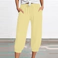 thumbnail image 2 of JJHGVB capris pants pantalones capri High Waist Summer Beach Pants Casual Loose Pants mid-calf length Slacks women's capris Drawstring Pants Straight Leg Pants capri lounge pants Yellow 5XL, 2 of 5