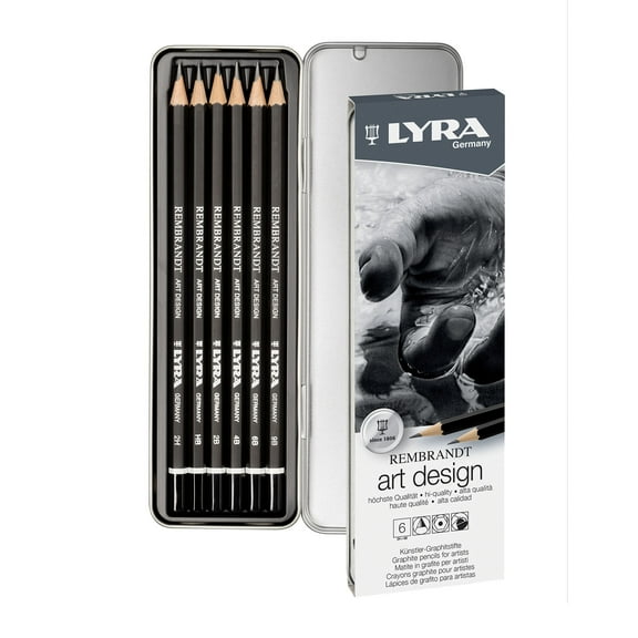 Lyra Rembrandt Art Design Graphite Drawing Pencil Set Tin, Assorted Colors, 6 Pieces