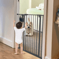 thumbnail image 4 of MoNiBloom Baby & Dog Pet Safety Gate for Doorways and Stairways 41" Tall, Fits 27-34 Inch Openings, Pressure Mounted Easy Walk Through Pet Gate, Black, 4 of 9