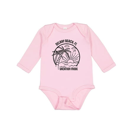 

Inktastic Summer Vacation Mode Delray Beach Florida Gift Baby Boy or Baby Girl Long Sleeve Bodysuit