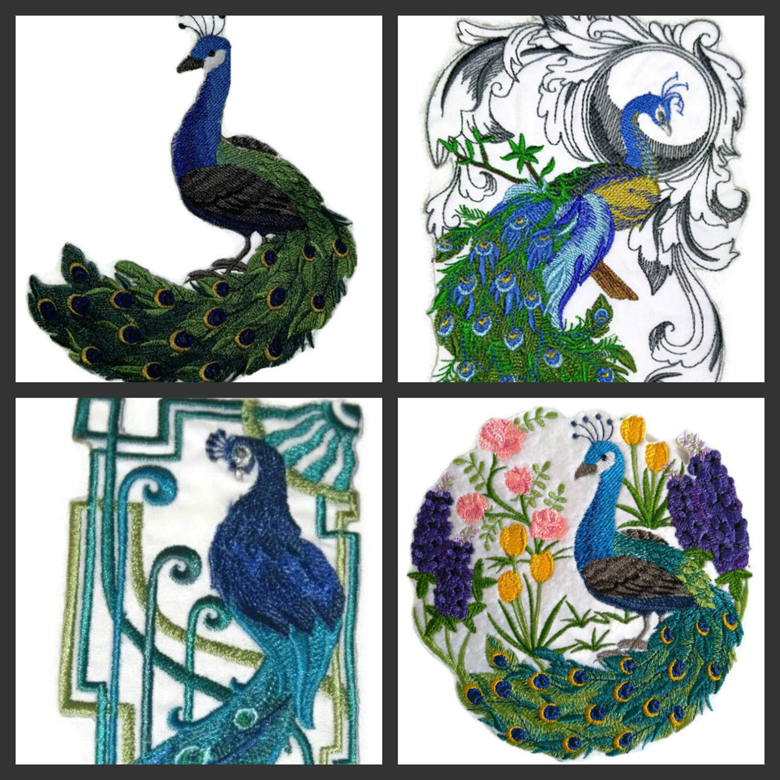 Dancing Peacock Embroidered Iron on/Sew patch [7.54" X 5.32"]