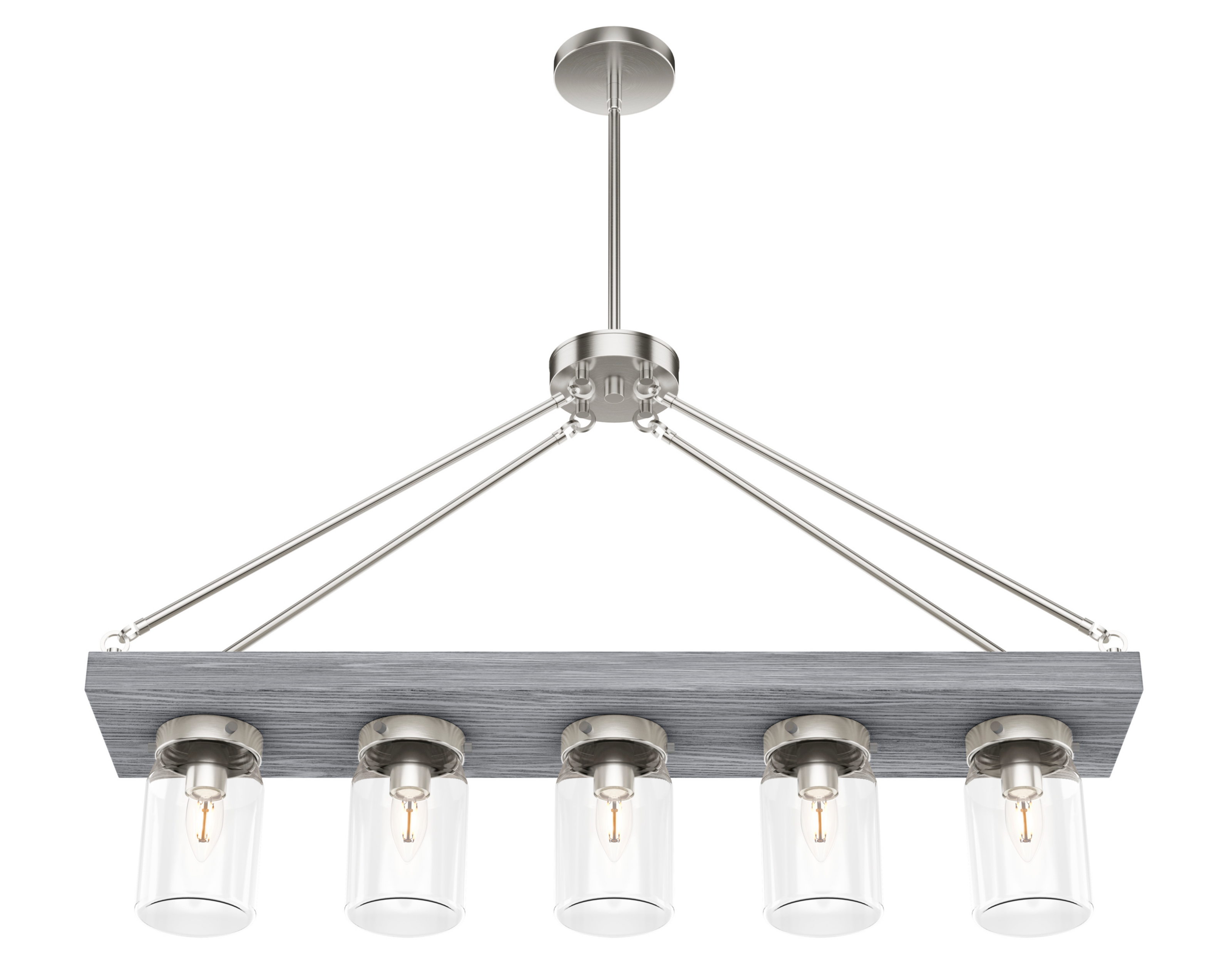 Hunter Devon Park Collection Brushed Nickel 5Light Rectangle