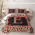 thumbnail image 2 of Manfei Cheetah Print Letter Monogrammed E Twin Quilt Set for Women Girls,Teens Adults Shabby Chic Red Ribbon Bow Twin Coverlet Set, 2 of 7
