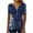 Blue, variant on ChaoHeng Women Blouses on Women's V-Neck Short Sleeve Pleated Casual Print Top