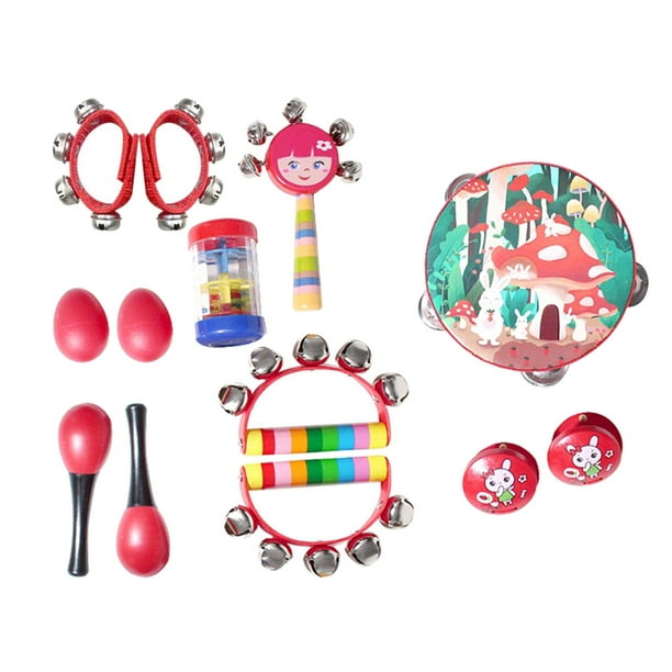 13x Instrumentos musicales de percusión Montessori Juguete sensorial que desarrolla habilidades motoras para niños de 3 a 10 años , Rojo