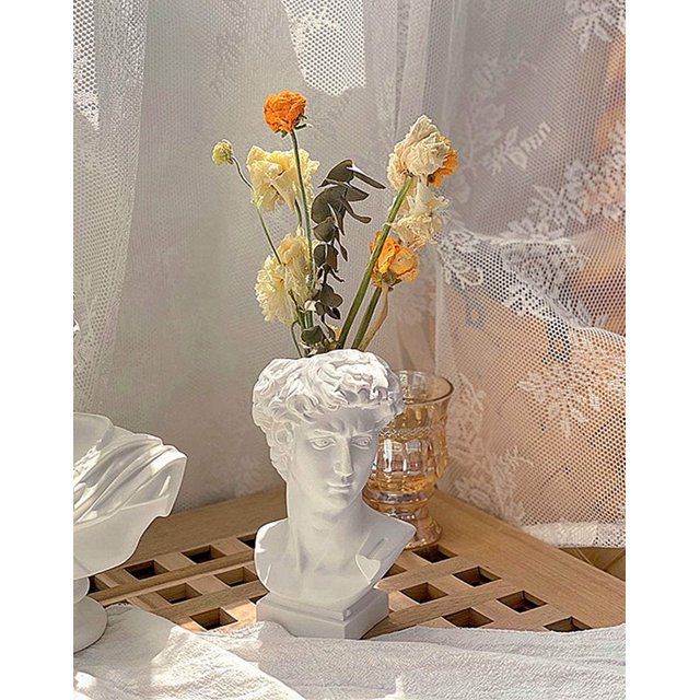 Estatua de estilo romano griego, jarrón de flores, maceta suculenta, contenedor de brochas de maquillaje, portalápices, regalo para decoración del hogar JAMW Sencillez