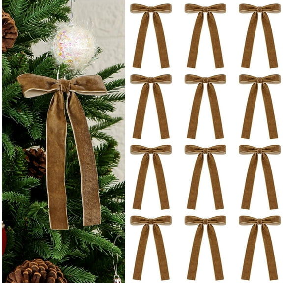 16Pcs Velvet Christmas Bows 5x7 Inch, Premium Wired Edge Holiday Ribbon Bows for Tree, Gift Wrapping, Wreath, Garland, Staircase Decorations