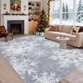 thumbnail image 3 of Memoryfield Christmas Area Rug 8' x 10' Washable with Non Slip TPR Backing, Low Pile Christmas Snowflakes Winter Rugs, Xmas Decoration Carpets for Nursery Bedroom Dining Room, Gray, 3 of 9