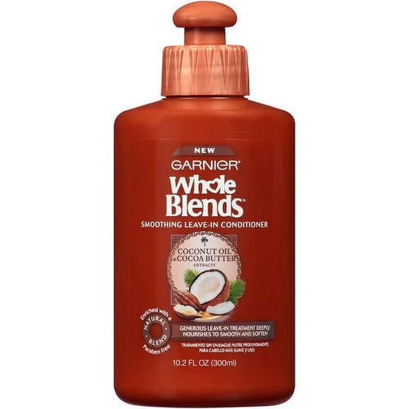 Garnier Whole Blends Smoothing Leave-In Conditioner with Coconut Oil & Cocoa Butter Extracts, 10.2 fl oz