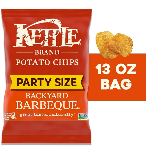 Kettle Brand Potato Chips, Backyard Barbeque Kettle Chips, Party Size, 13 oz