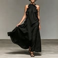 thumbnail image 6 of Smsaxvxz Summer Dresses for Women Fashion Round Neck Sleeveless Ruffle Dress Casual Solid Loose Maxi Sundress Black M, 6 of 8