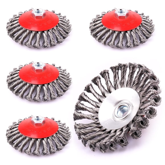 Cepillo con rueda de alambre LSTOPGO de 4 pulgadas, paquete de 5 para amoladora angular