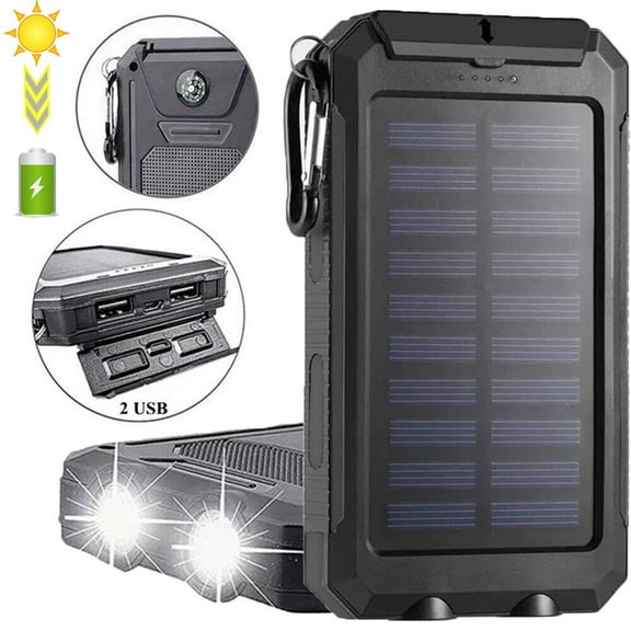 Super 90000000mAh USB Portable Charger Solar Power Bank For Cell Phone Black US