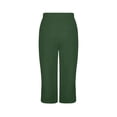 thumbnail image 3 of CBASIHI Womens Cotton Linen Capris with Pockets- Elastic Waist Drawstring Summer Casual Baggy Wide Leg Beach Pants Army Green Size 2XL, 3 of 7