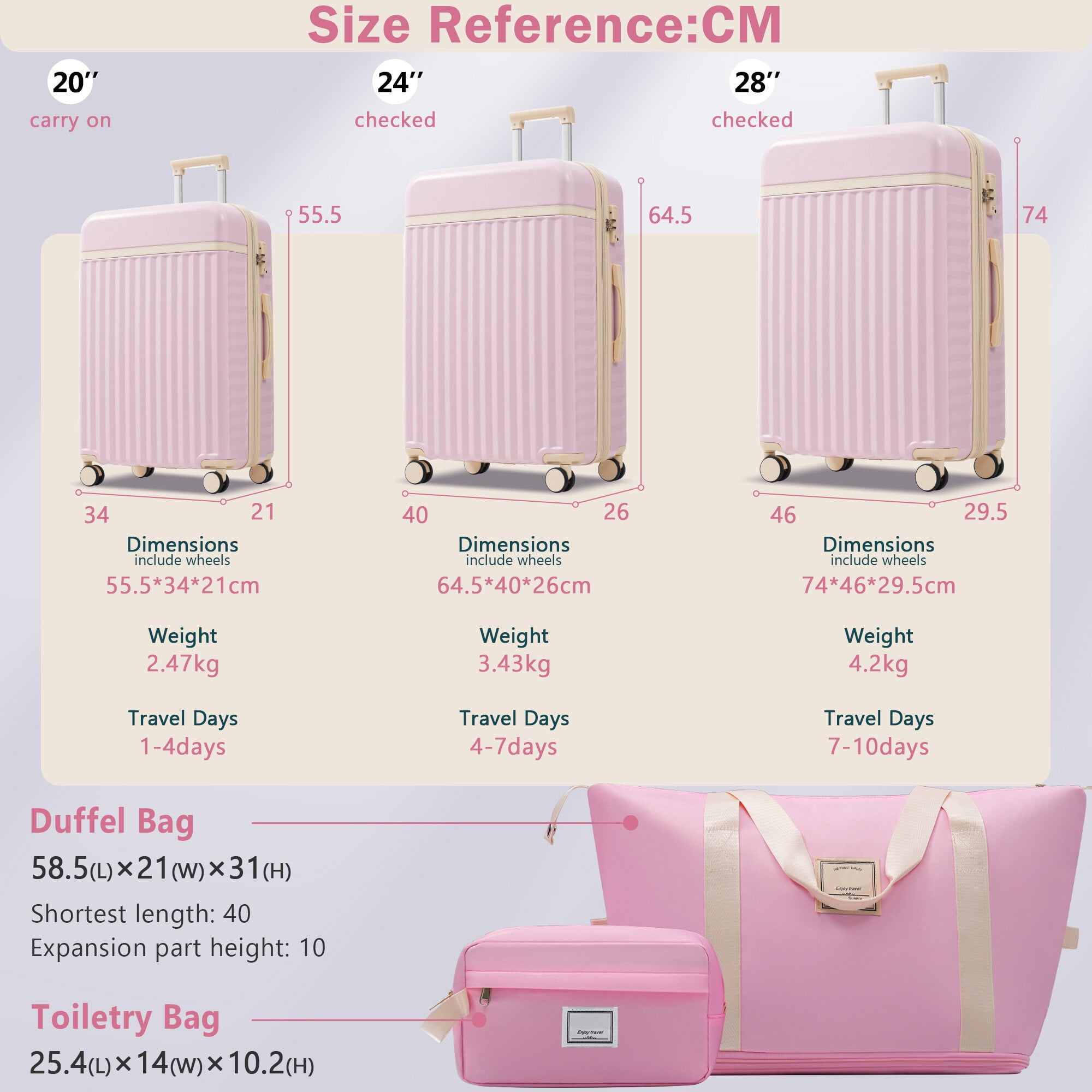 Hard Shell Luggage Luggage Set 5 Piece, Hardside Carry on Suitcase , Expandable Luggage with Travel Bags Spinner Wheels TSA Lock,Carry On Hard Shell Luggage