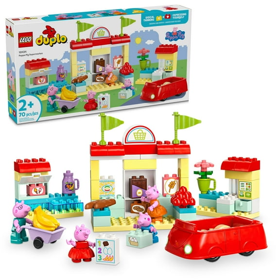 LEGO DUPLO Peppa Pig Supermarket Building Toy - Peppa Pig Toys for Girls & Boys, Ages 2  Years - Gift for Christmas - Pretend Play Playset for Preschool - Learning & Education - 10434