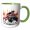 Green/White, variant on 3drose, Popping Wheelies, Surrounded by Flames, Thou Shalt Rod, 11oz Two-tone Black Mug