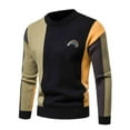 thumbnail image 2 of jsaierl Mens Cardigan Sweater Knit Crew Neck Stretch Color Block Top Long Sleeve Slim Casual Warm Pullover Sweater, 2 of 9