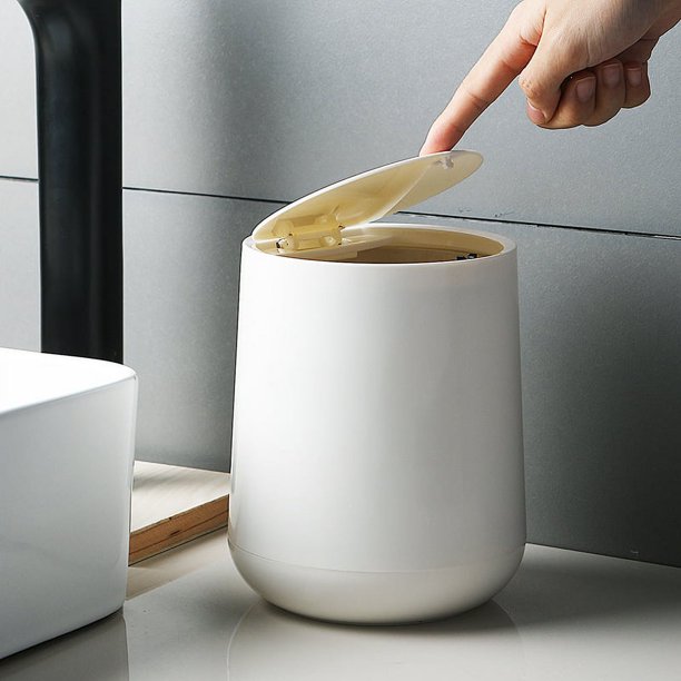 Papelera de escritorio blanca: mini cubo de basura para oficina, baño, cocina, tocador, dormitorio