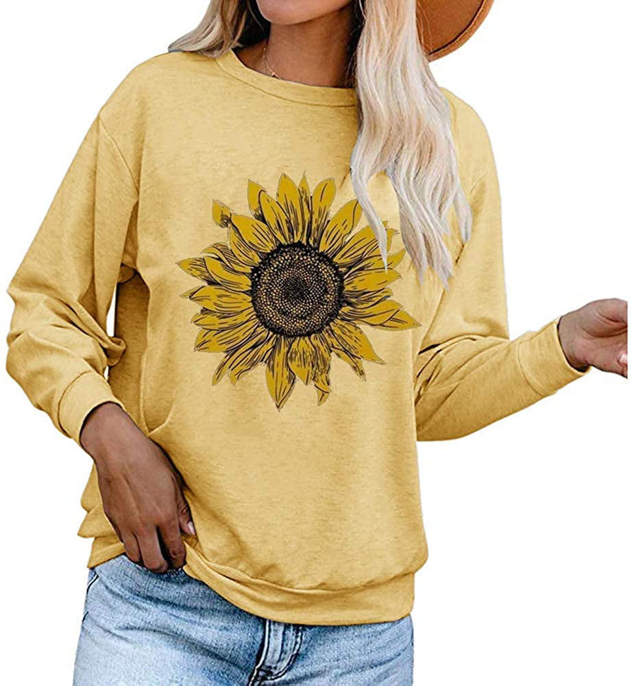 VvwSaWUgQL Sunflower Womens Full-Length Long Sleeve Hoodie Sports Casual Cute Pullover Short Sweatshirt 