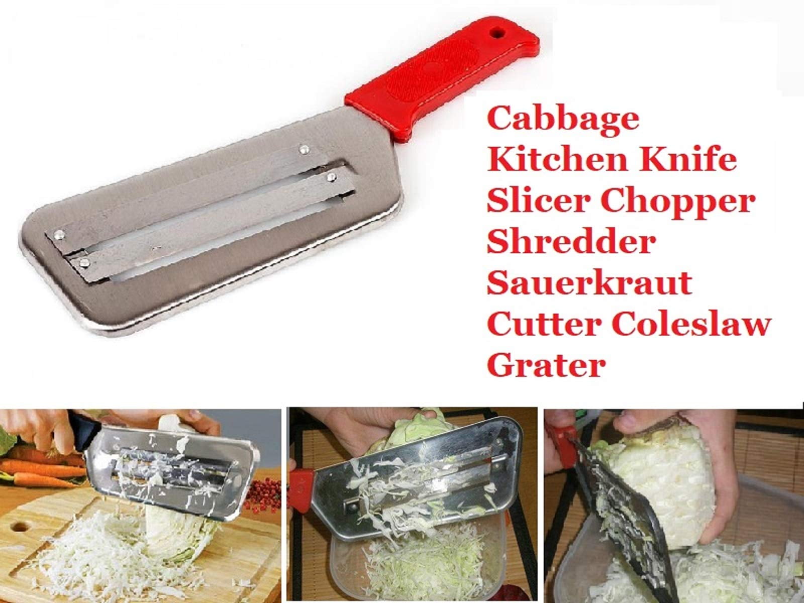 Cabbage Chopper Shredder, 2 Pack Cabbage Cutter Knife Kitchen Slicer  Sauerkraut Cutter Coleslaw Grater, Sharp Stainless Steel Blades, Black &  Red Handle - Yahoo Shopping