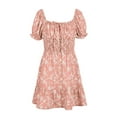 thumbnail image 4 of Langwyqu Elastic Waist Floral Printing Girls Short Sleeve Chiffon Dress For 5-14 Y, 4 of 5