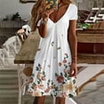 thumbnail image 2 of Fesfesfes Spring Dresses for Women Casual V-Neck Floral Print Long Boho Dress Loose Short Sleeve Dress, 2 of 5