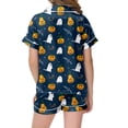 thumbnail image 4 of CONZONE Halloween Girls Pajamas Set Toddler Girls Printed Short Sleeve Button Down Tops and Shorts Hallowmas Sleepwear Soft 2 Piece Pjs Set for Girls Size 3-4 Years, 4 of 5