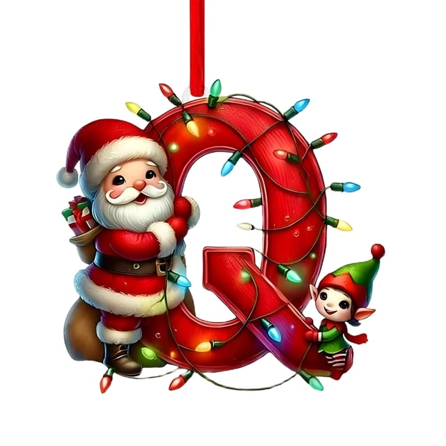 Colgante acrílico para árbol de Navidad | Adorno con inicial de 26 letras para decoración navideña | Regalo familiar personalizado para fiestas navideñas | Decoración para el árbol del hogar