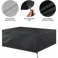 thumbnail image 3 of Funda para muebles de jardín de 213 x 132 x 74 cm, impermeable, resistente al viento y al polvo, de tela Oxford negra, con hebilla de cierre. Lona protectora para mesas y sillas., 3 of 5