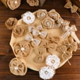 thumbnail image 6 of Efavormart 24 Pcs | Natural Burlap Flower & Bows Set w/Lace Ribbon Craft Supplies, DIY Jute Stick On Ribbon & Bows, 30 Sticker Dots Included, 8 Assorted Styles, 6 of 11