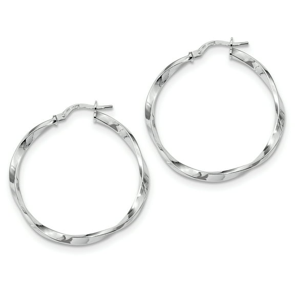 Primal Silver Sterling Silver Rhodium-plated Twisted Hoop Earrings