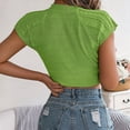 thumbnail image 4 of Yubnlvae Green Spring/Summer 2025 Casual Solid Dough Short Sleeve Knit Holiday Short Umbilical Top, S, 4 of 5