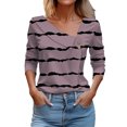thumbnail image 3 of Tittly T Shirts for Women V Neck T Shirts Womens Tops Fall Long Sleeve V Neck Loose Shirts Floral Print Asymmetric Lapel Neck Button Tunic Blouses Graphic Tees Tshirts Shirts Wine XXL, 3 of 3