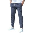 thumbnail image 4 of oqasdz Pants for Men Slim Fit Leather Label Cropped Pants Solid Color Casual Pants with Pocket Trousers, 4 of 4