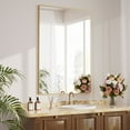 thumbnail image 2 of BEAUTYPEAK 26"x38" Bathroom Mirror Wall Mirror with Rectangular Metal Frame, Gold, 2 of 8