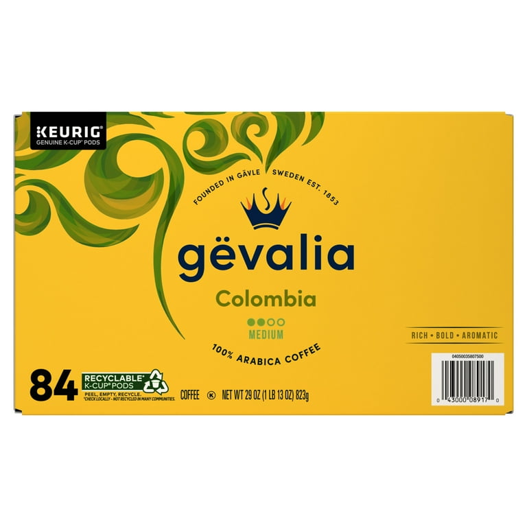 Gevalia Colombian K-Cup Coffee Pods, Keurig Compatible, 84 ct Box