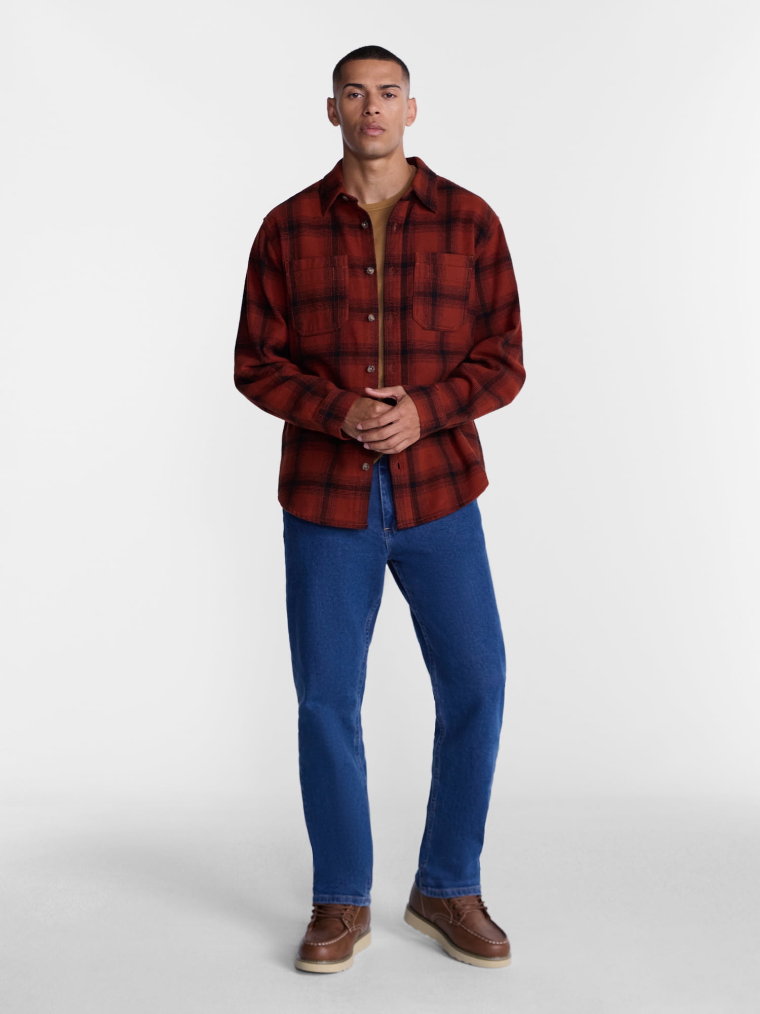 Brahma Men's Work Flannel Shirt with Long Sleeves, Sizes S-3XL