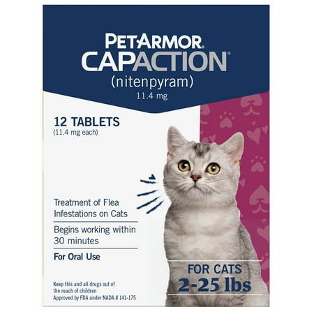 PetArmor CapAction Oral Flea Treatment for Cats  2-25 Pounds (12 Tabs)