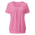thumbnail image 3 of Pink S WIZUTIZ Tops for Women up to 50% Off Cotton Blend Plus Cotton Linen Vintage Blouse Solid Ultra Soft Ladies Tshirts Casual Round Neck Tops Linen Plus Size Tee Fluffy Short Sleeve Tshirt Shirts, 3 of 6