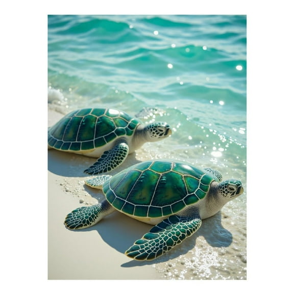 Diamond Art Kit for Adults, Sea Turtles Beach Waves Diamond Painting for Adults Beginners, 5D DIY Diamond Art Painting Kits, Colorful Diamond Painting Craft for Home Decor 12x16