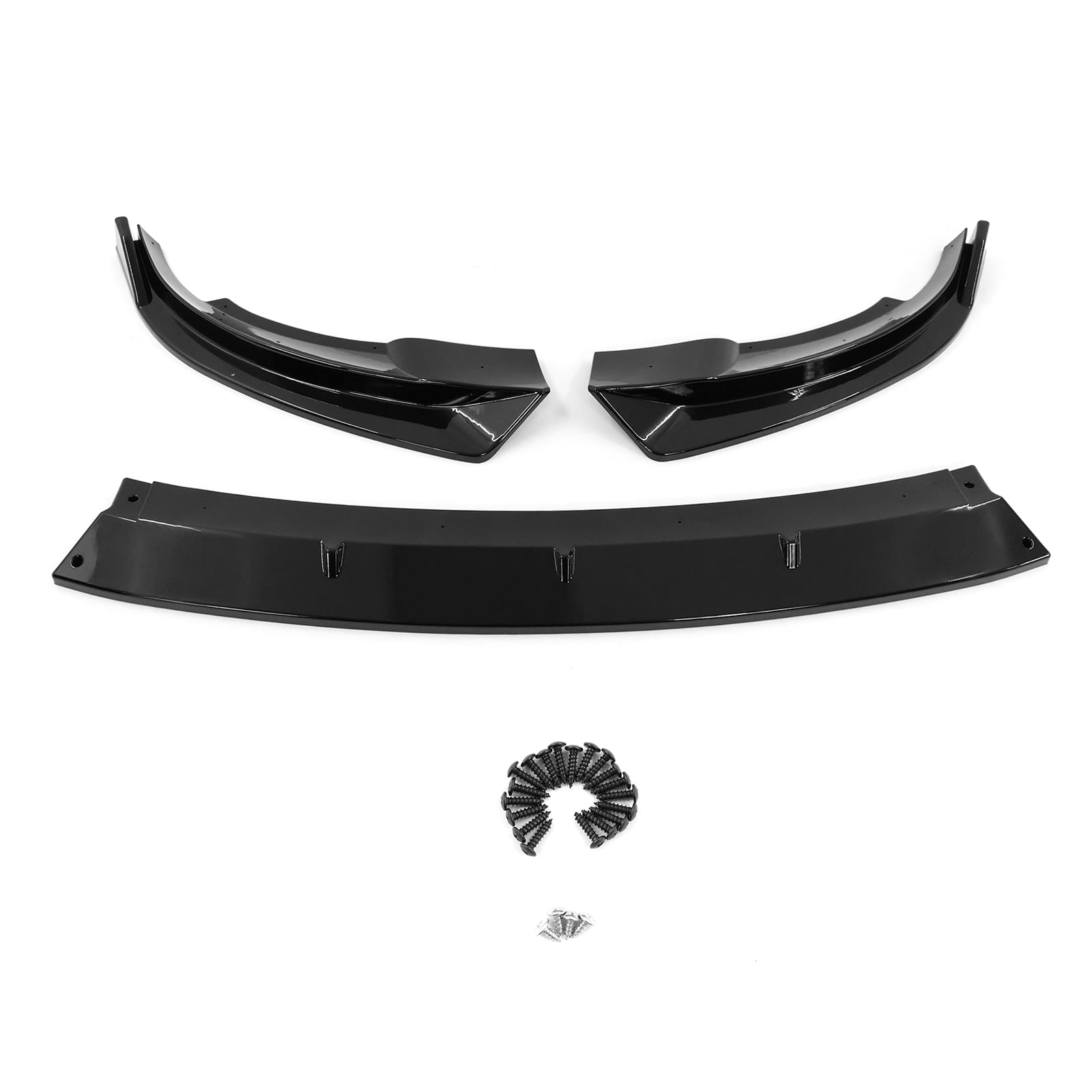 Ikon Motorsports 3PCS Front Bumper Lip Spoiler for 2020-2025 Tesla Y, IKON Style, PP Gloss Black