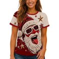 thumbnail image 3 of Womens Christmas 3D Print Short Sleeve Tee Festive Wear Clothes For Women Graphic Shirts Drop Shoulder Roomy Novelty Tees, 3 of 6