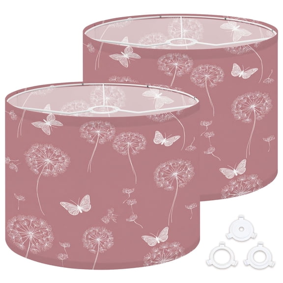 Lamp Shades Set of 2 Easy Assembly dandelions stylized butterflies For decorating textiles Drum Lampshades for Table Lamps Floor Lamps Pendant Light 13"x13"x10" Replacement Lamp Shade