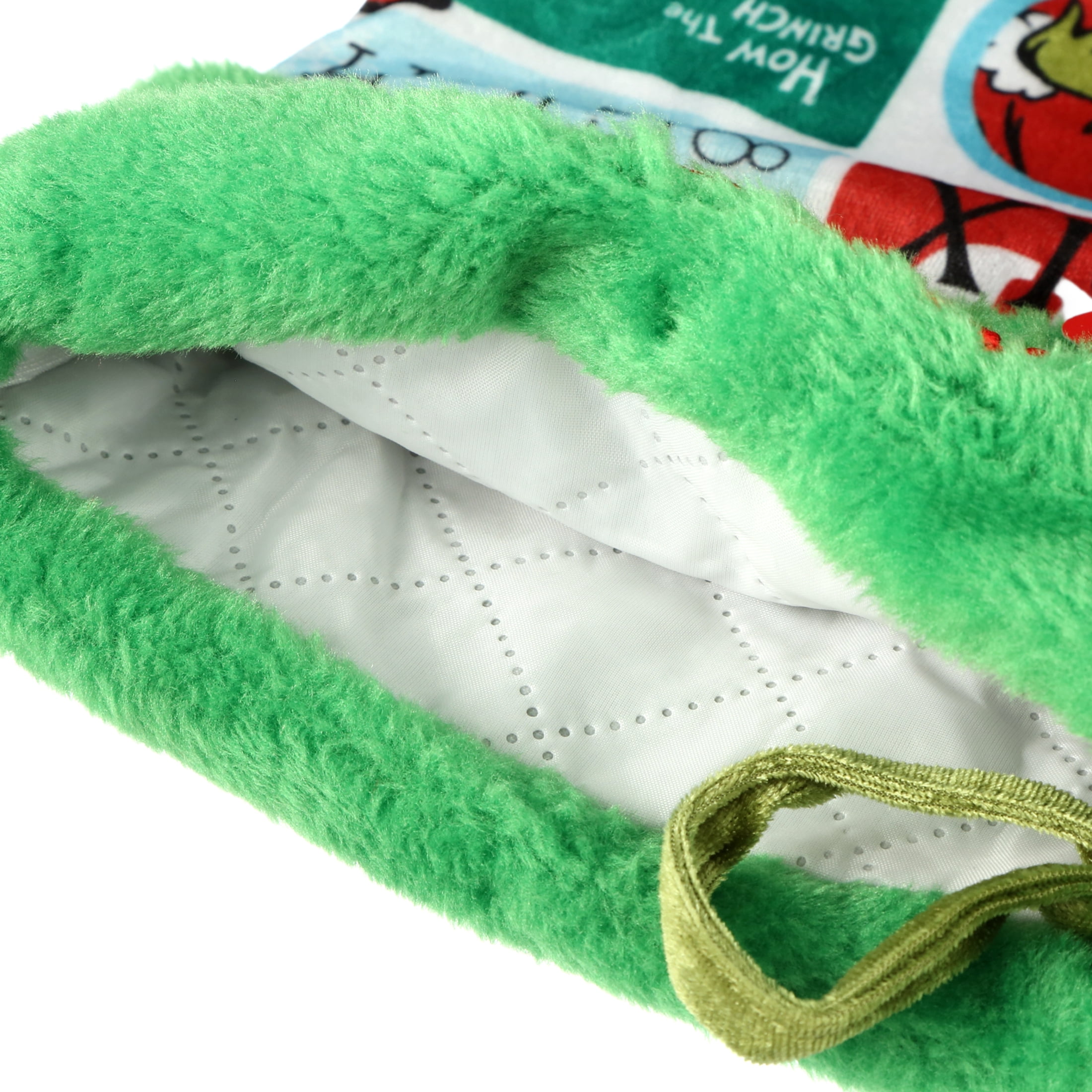 The Grinch Who Stole Christmas, Grinch, "Merry Grinchmas" 20 " Velour Christmas Stocking, Polyester, Green