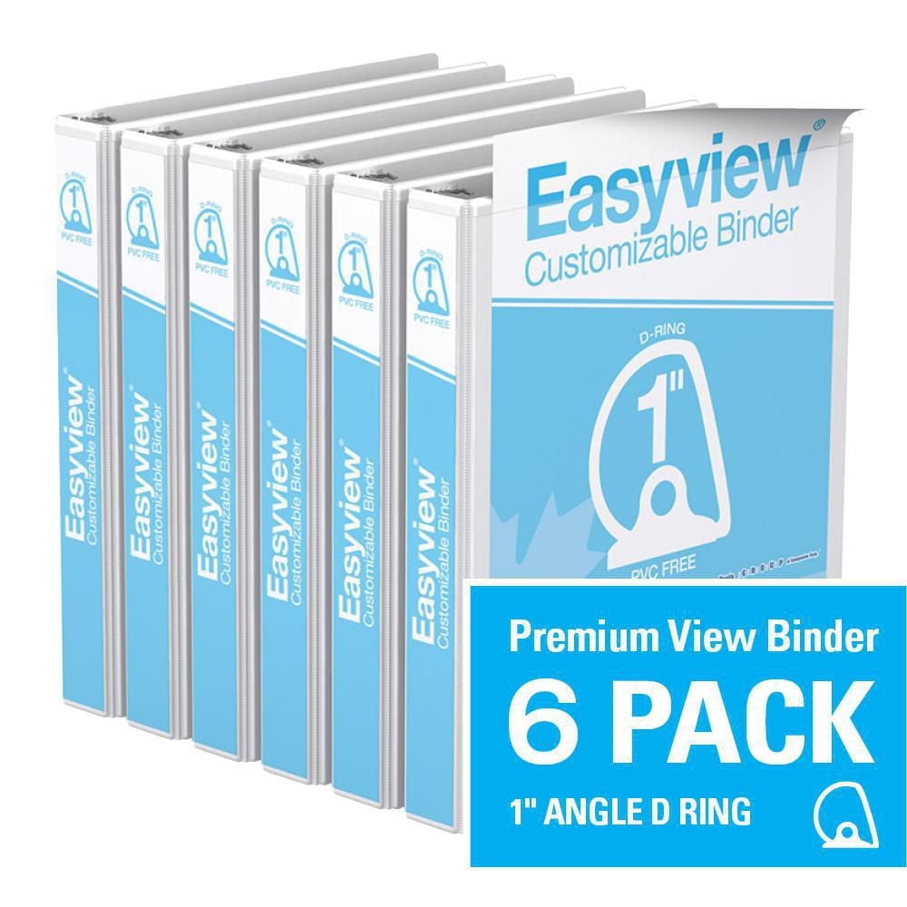 Davis Group, Easyview Premium, D Ring, Customizable, View Binder, 6 Pack, 1"