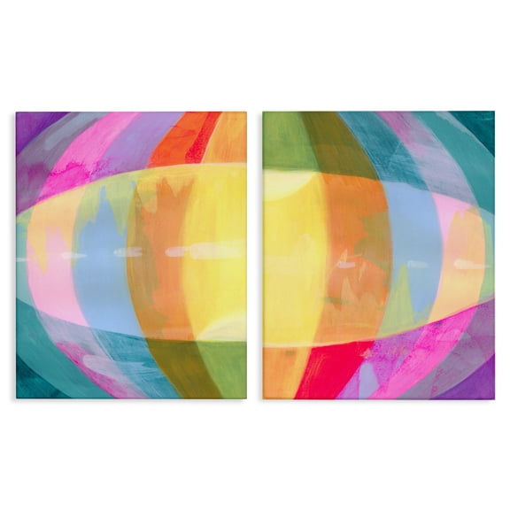 Stupell Industries Oblique Neon Flare 2 Piece Canvas Wall Art Set design by Grace Popp, 20 x 16