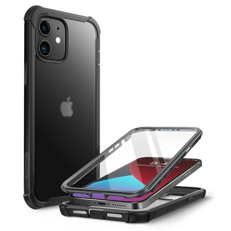 Clayco Forza Series Case for iPhone 12 Mini 5.4 inch (2020 Release), Full-Body Rugged Cover with Built-in Screen Protector Compatible with Fingerprint Reader (Black)